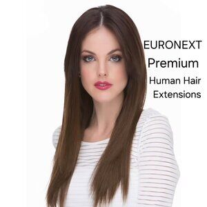 Euronext Premium Remy Human Hair Clip-in Extensions in Dark Brown/Straight/ 14"